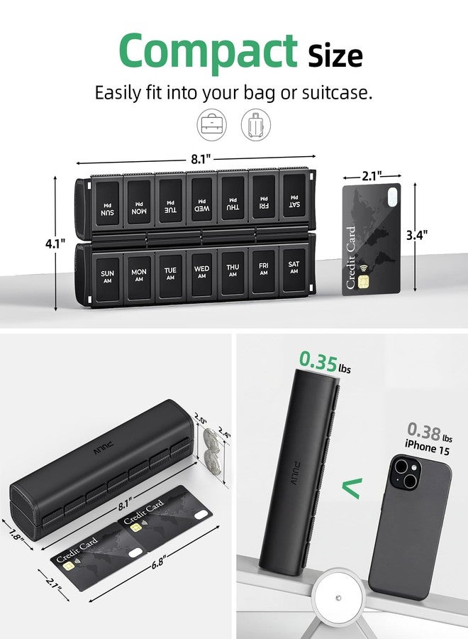 PULIV Weekly Pill Organizer 2 Times a Day with Magnetic Foldable Design for Dual Protection, Large AM PM Pill Box Case for Travel, Compact Medication Organizer for Vitamins, Fish Oils and Supplements - Image 5